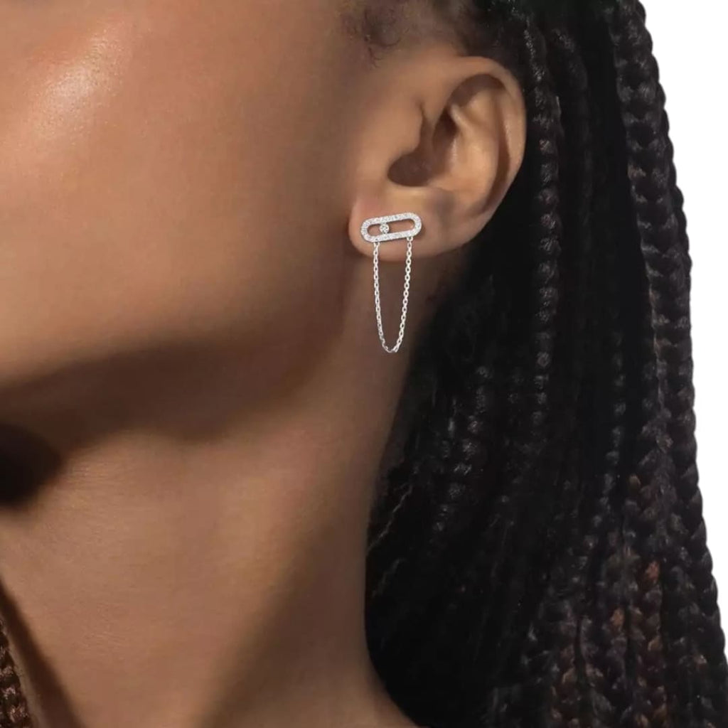 ARETES MOVE UNO PAVE PLATEADO