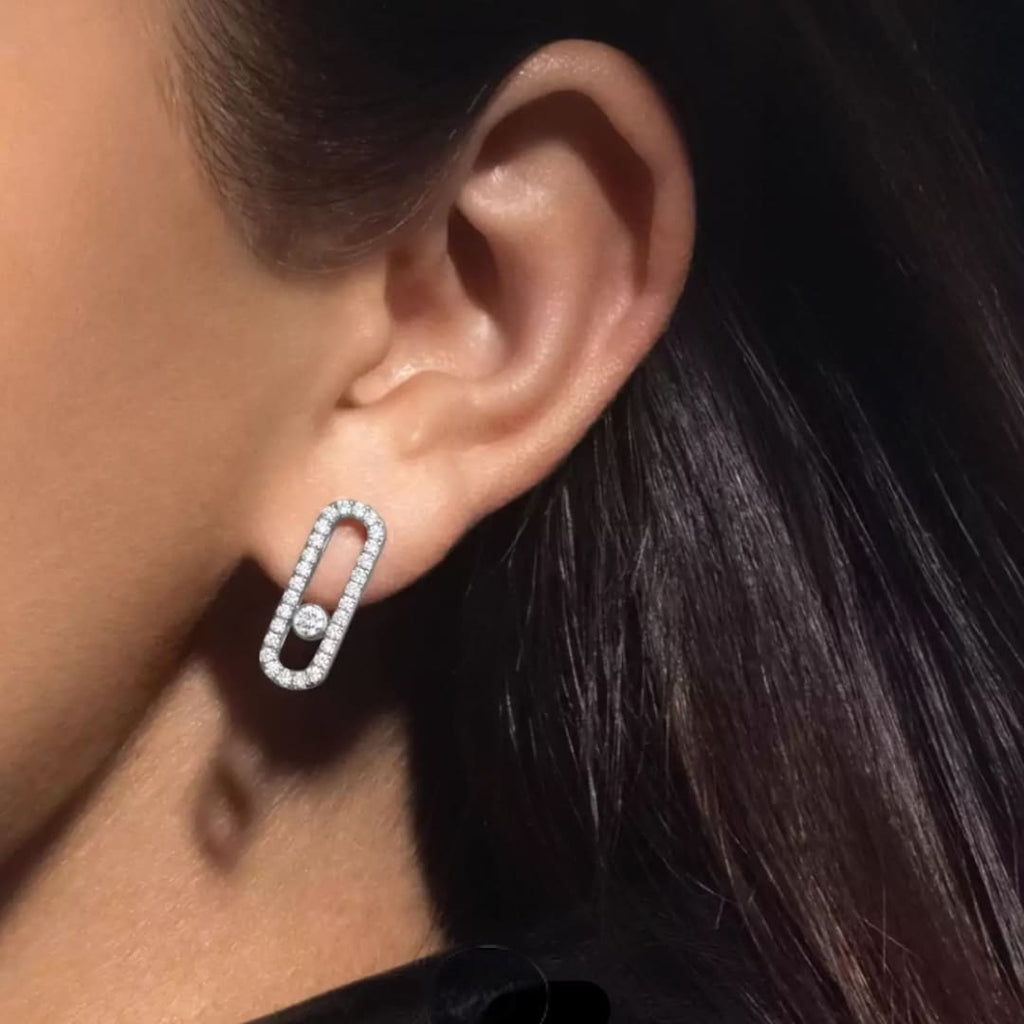 ARETES MOVE UNO PAVE PLATEADO