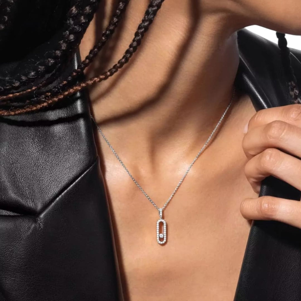COLLAR MOVE UNO COLGANTE PAVE PLATEADO