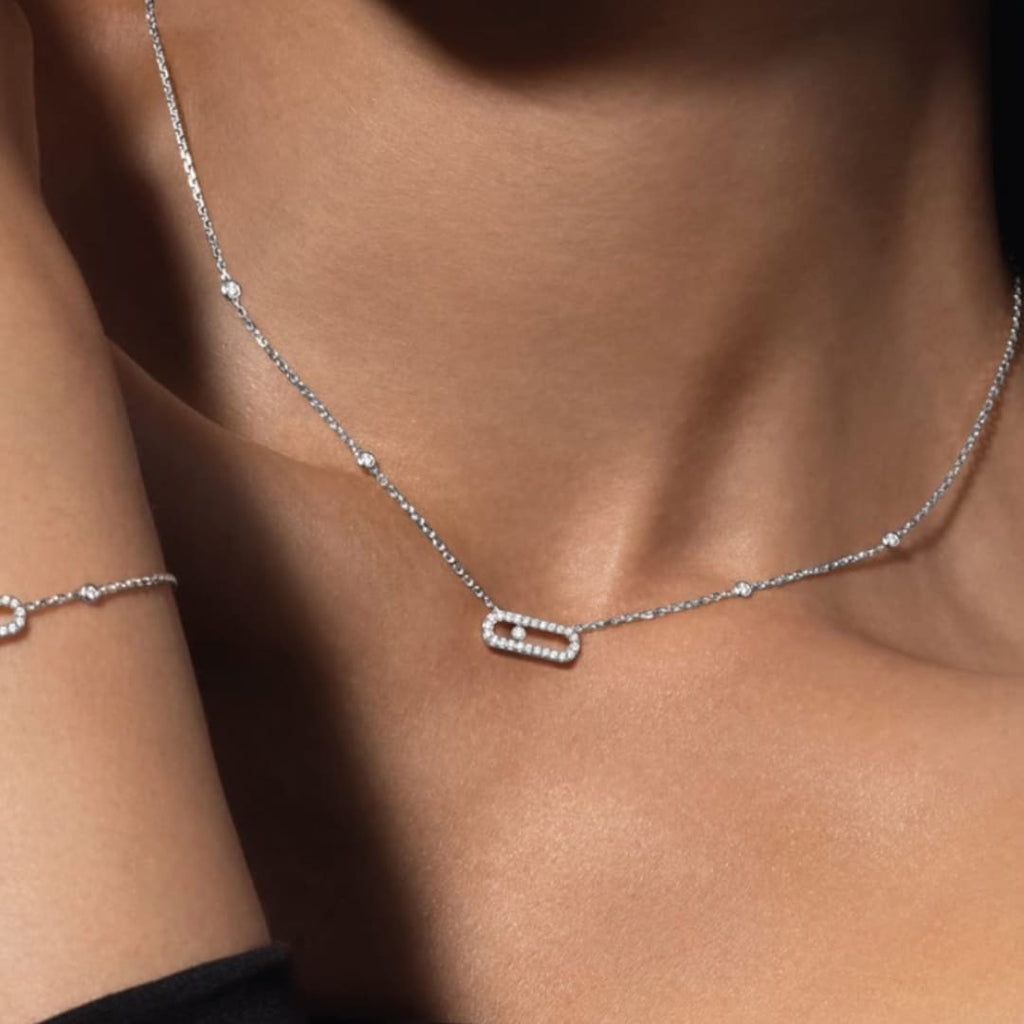 COLLAR MOVE UNO PAVE PLATEADO