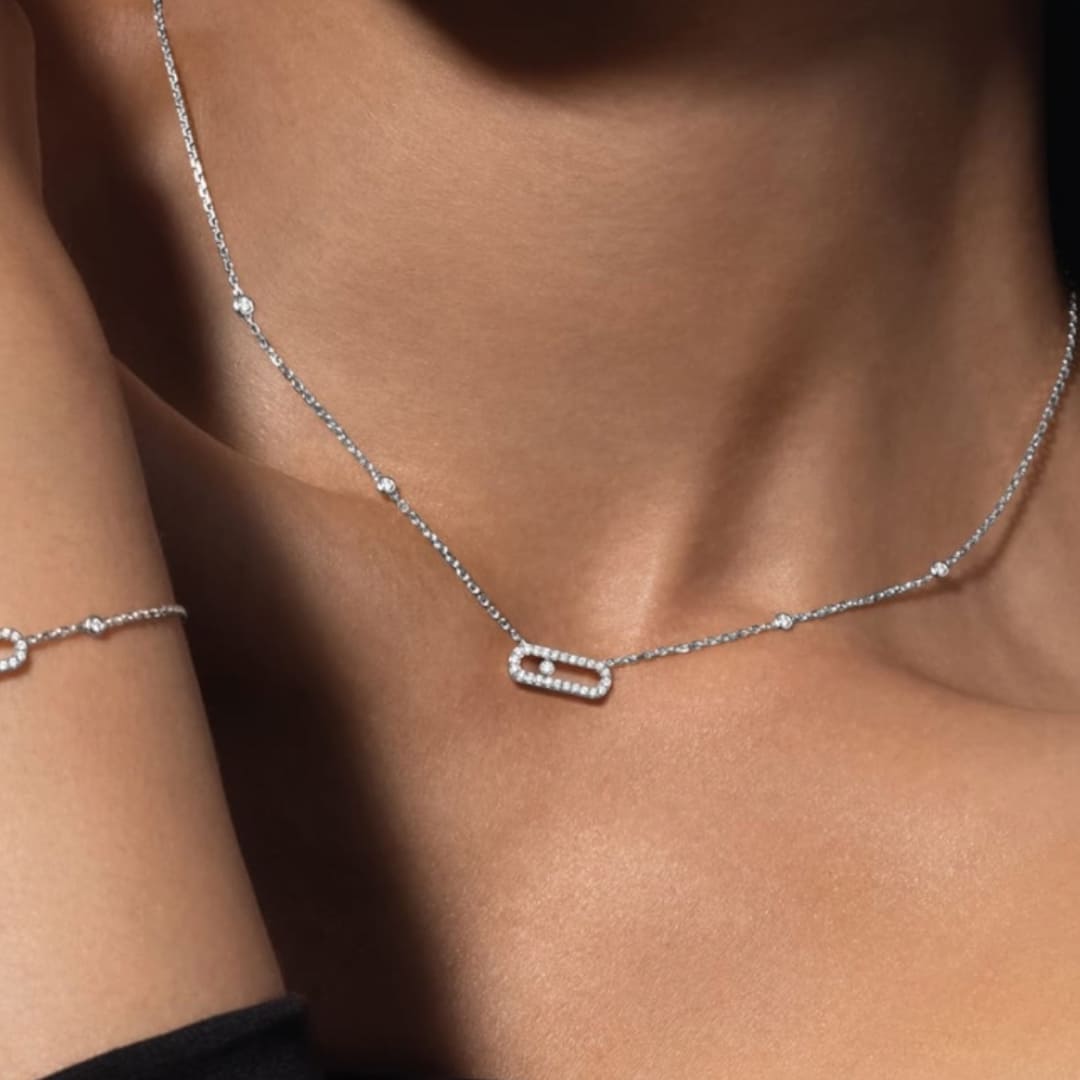 COLLAR MOVE UNO PAVE PLATEADO