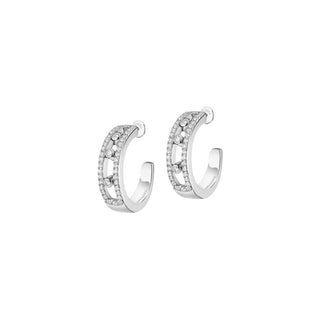 ARETES ARO MOVE PAVE PLATEADO